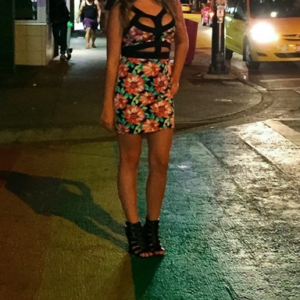 Material Girl Cutout Sunflower Dress